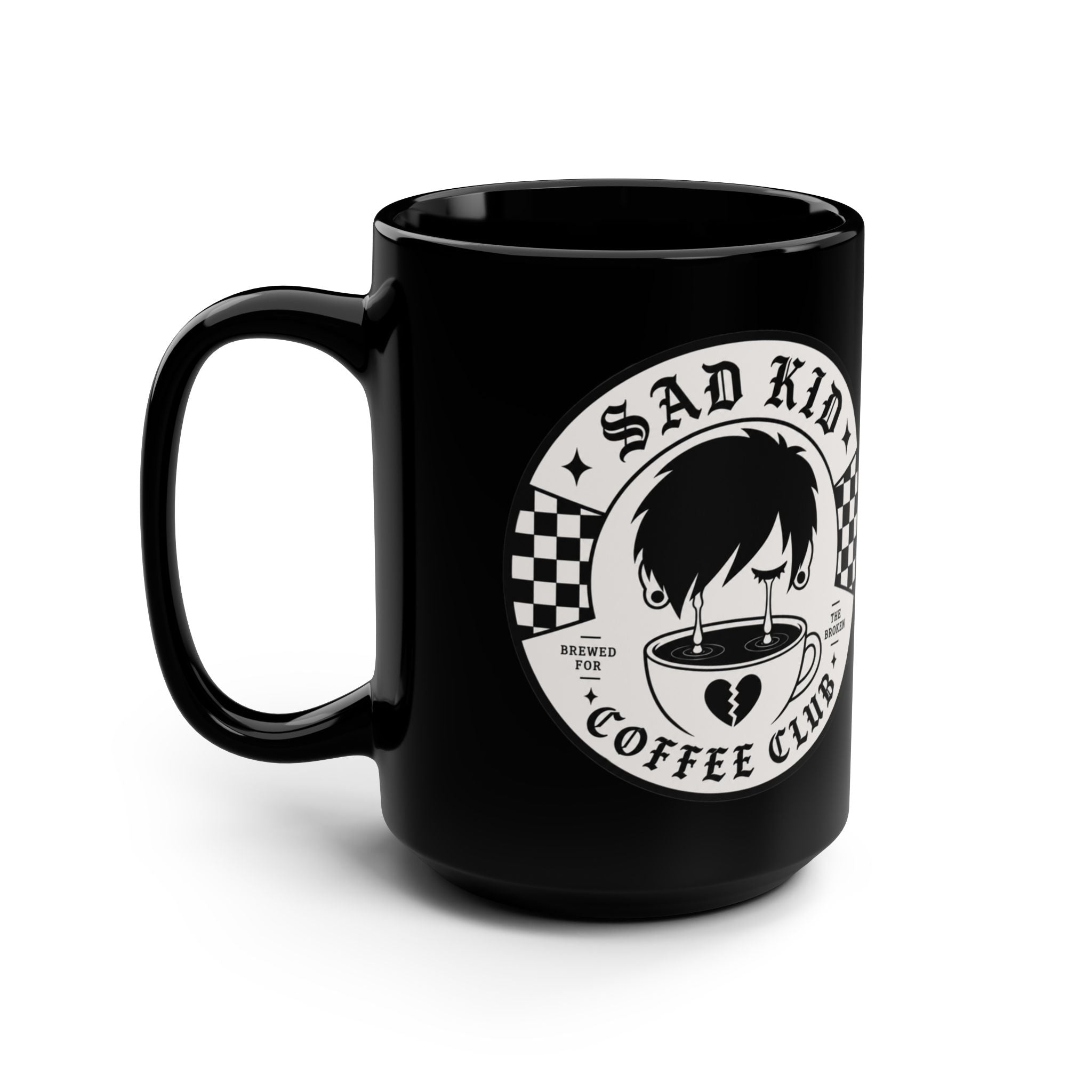 OG Sad Kid Black Mug, 15oz