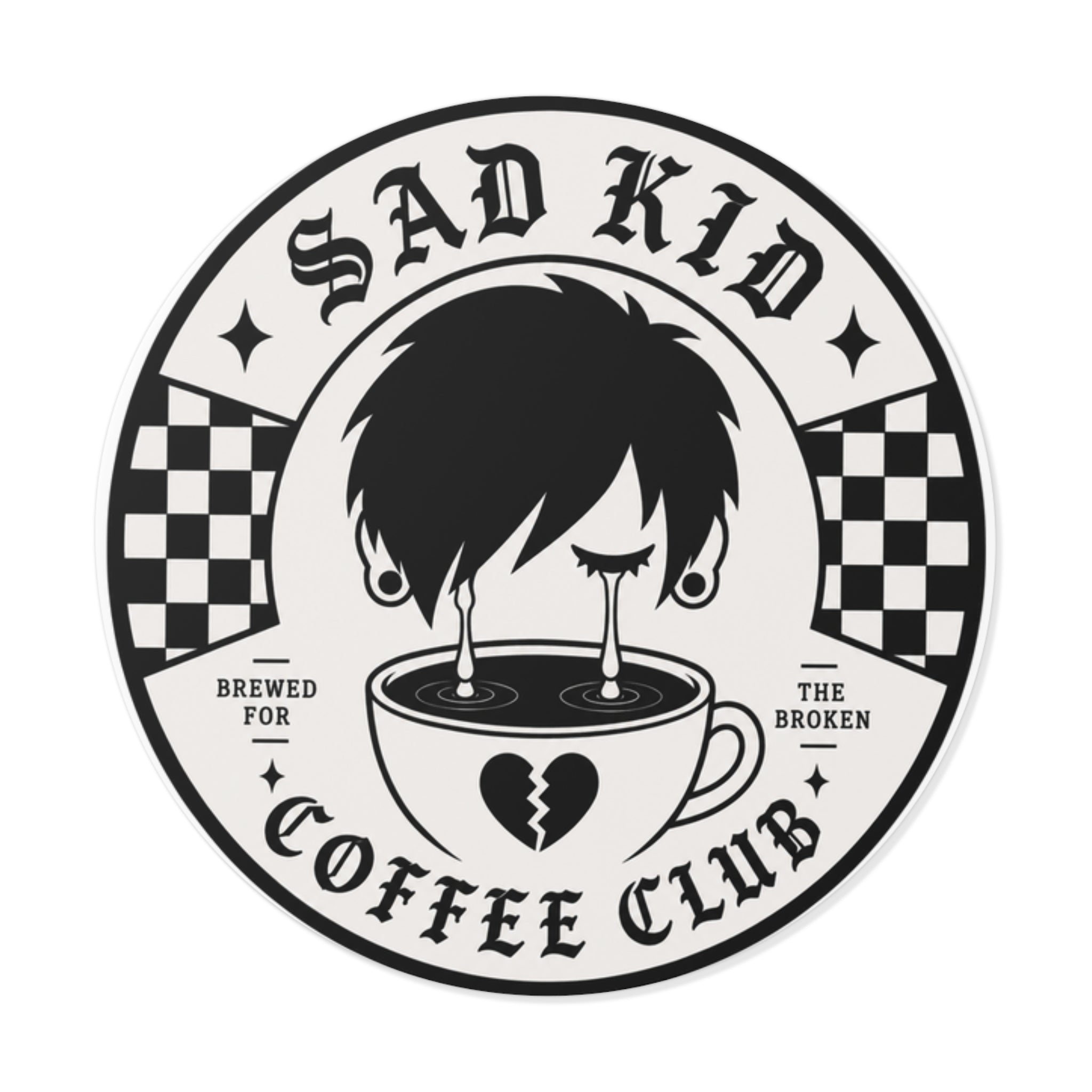 OG Sad Kid Logo Round Vinyl Stickers