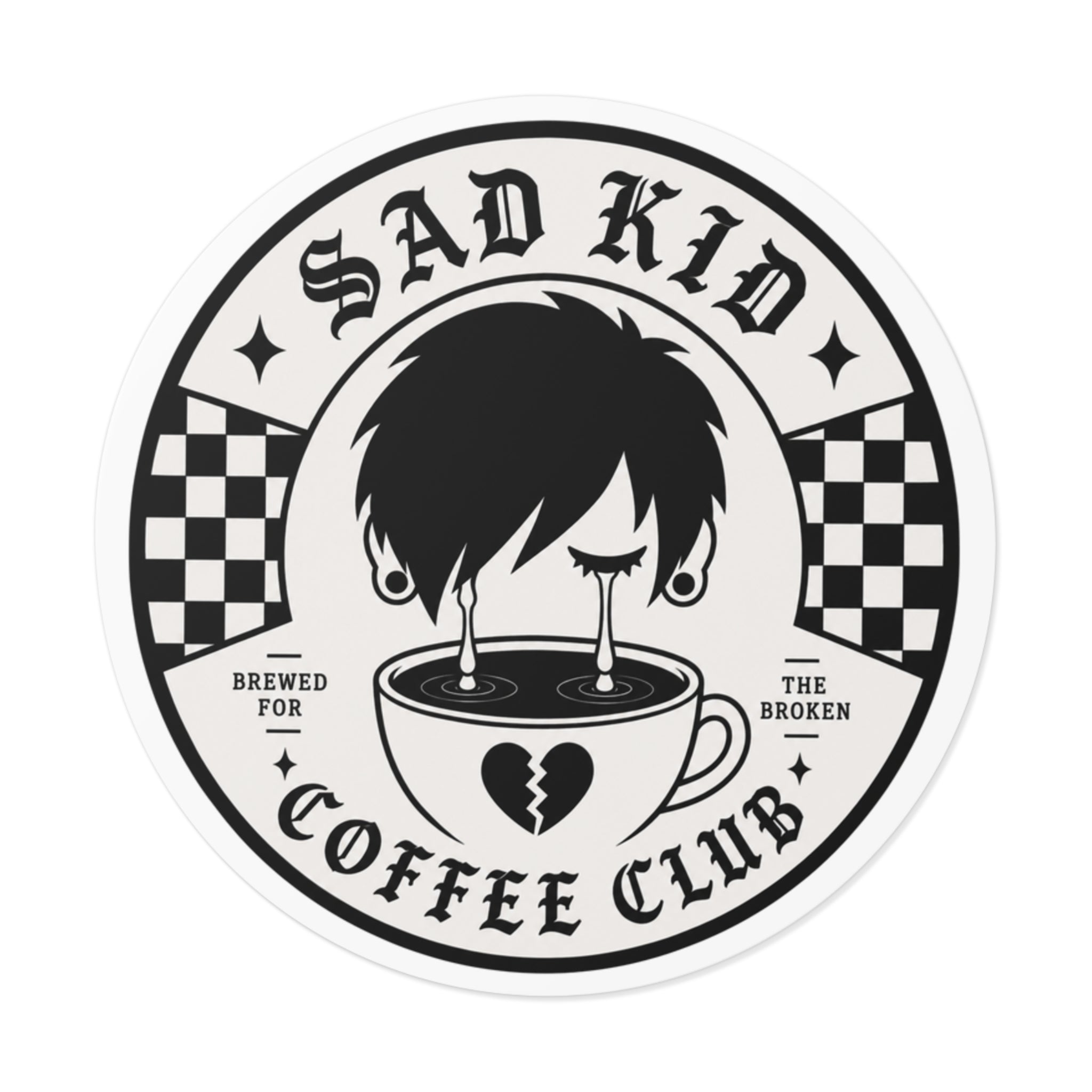OG Sad Kid Logo Round Vinyl Stickers