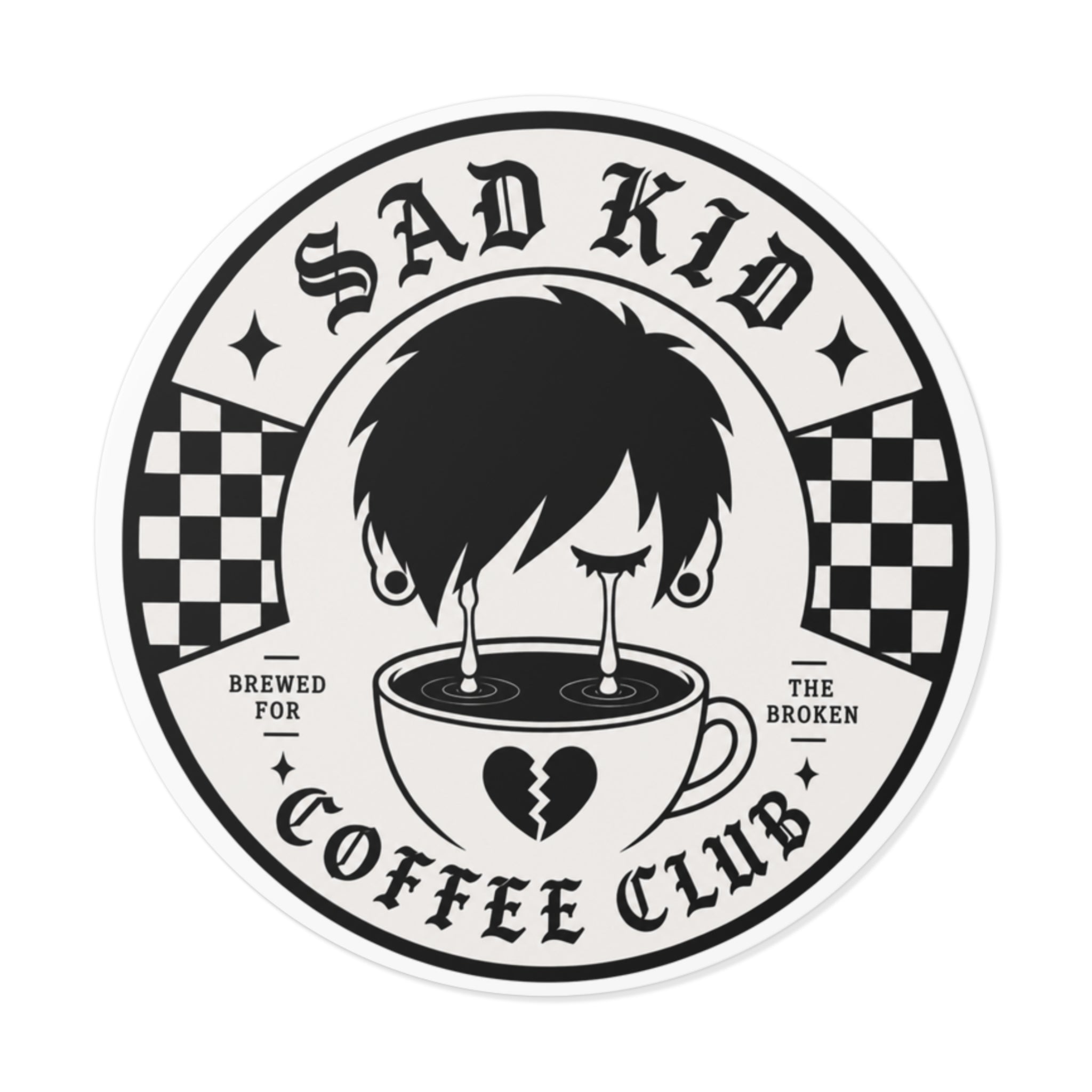 OG Sad Kid Logo Round Vinyl Stickers
