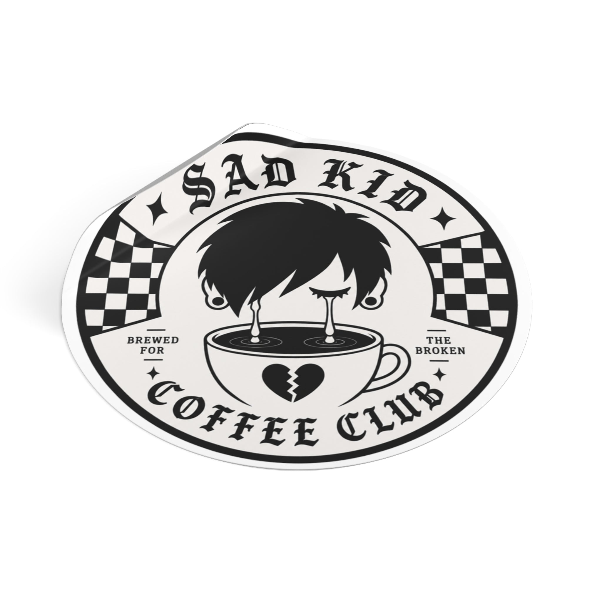 OG Sad Kid Logo Round Vinyl Stickers