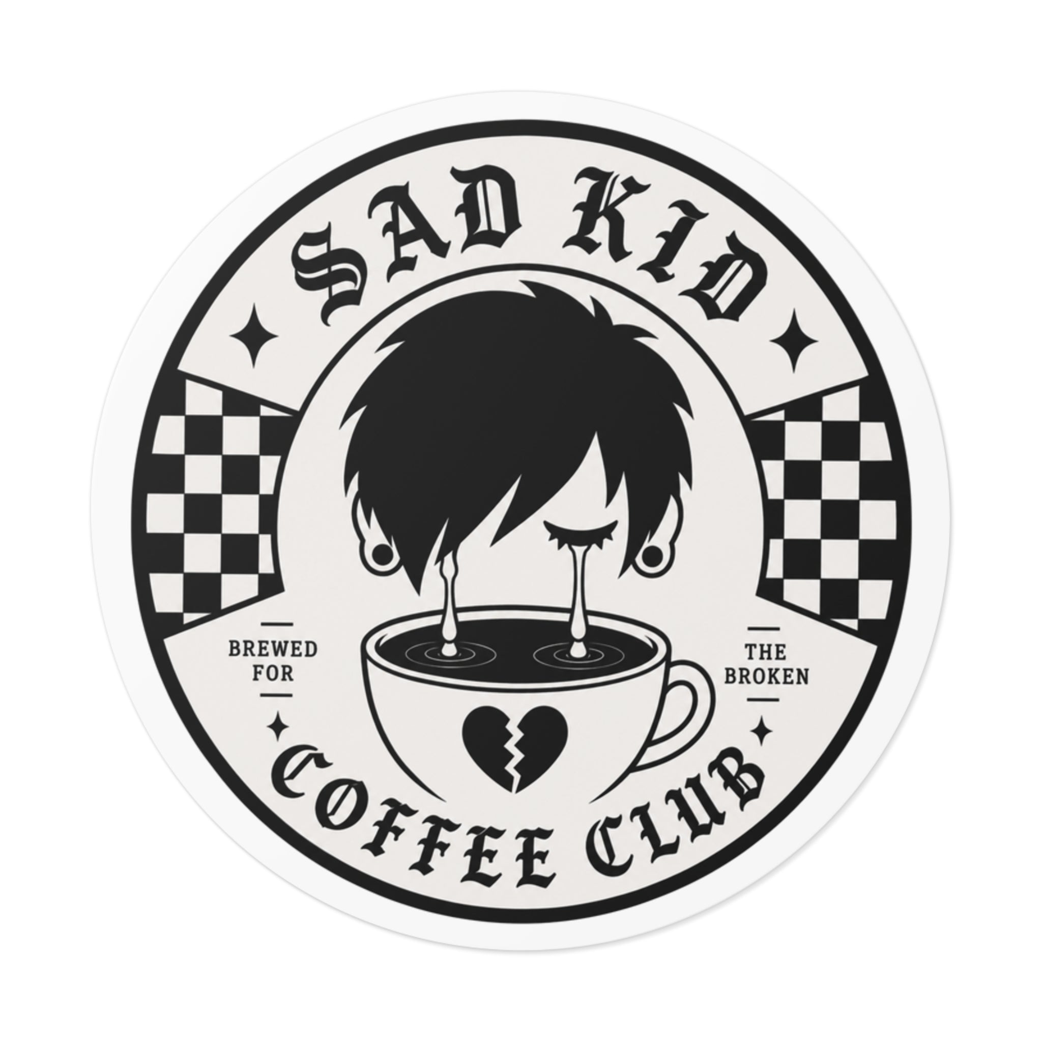 OG Sad Kid Logo Round Vinyl Stickers